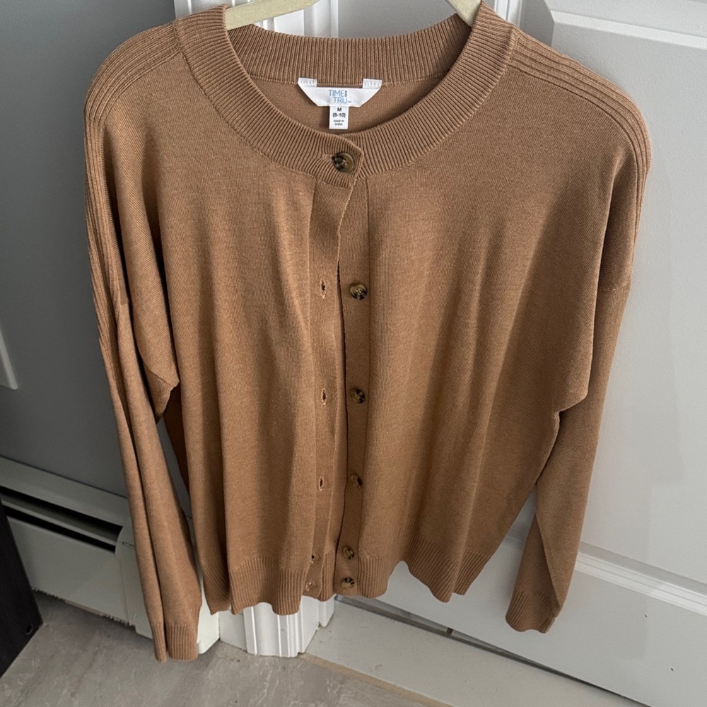 Time and Tru Tan Button-Up Cardigan